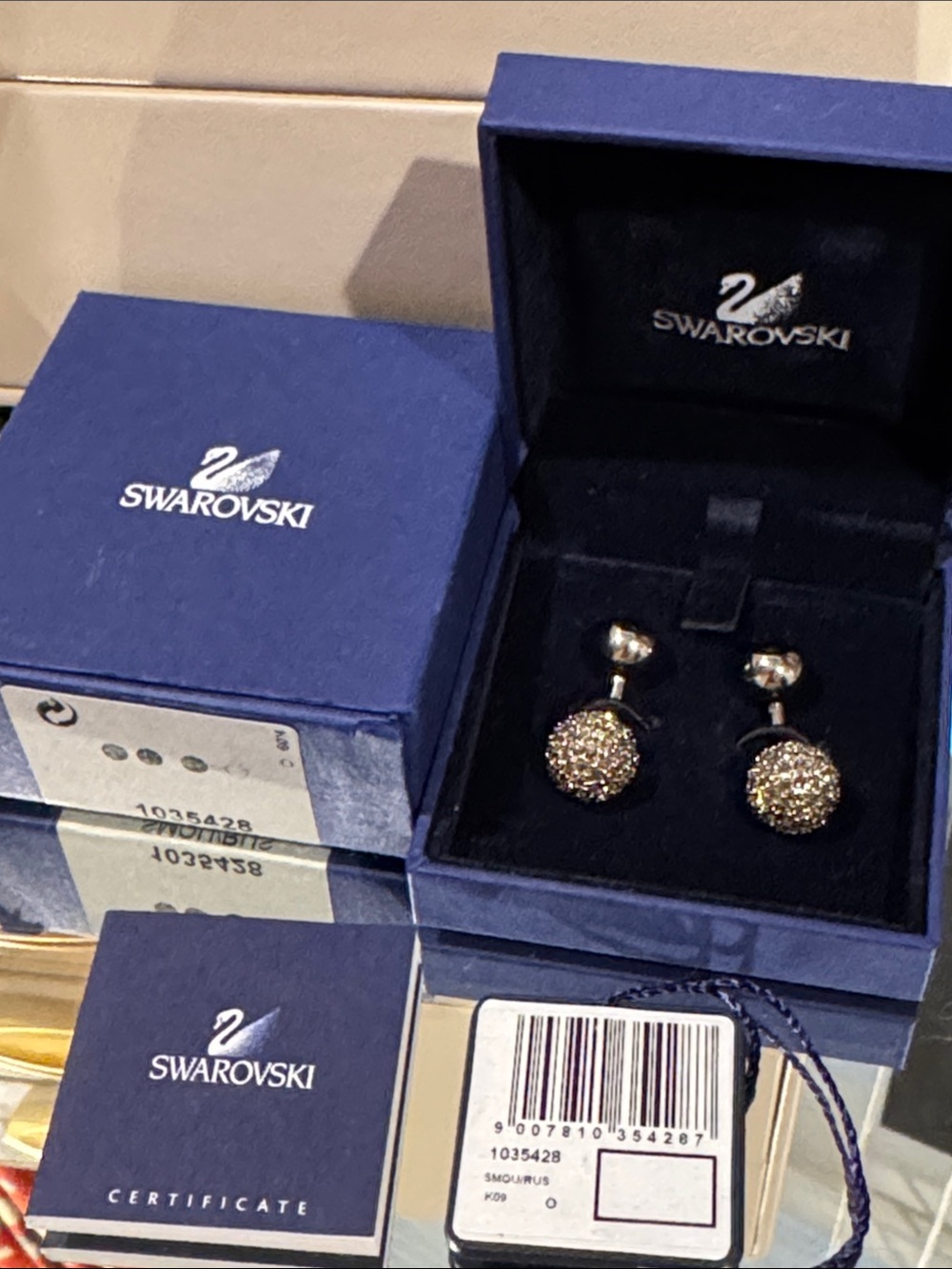 Swarovski Crystal Pavé Ball Cufflinks 1035428 w/ Box Tag & Certificate